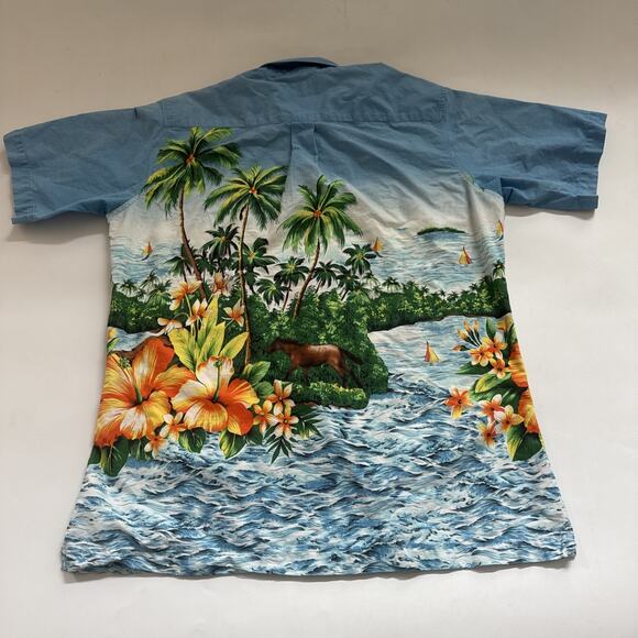 Vintage WRANGLER 1947 Hawaiian Shirt Floral Western Wear Cowboy Horse XL - Picture 5 of 8